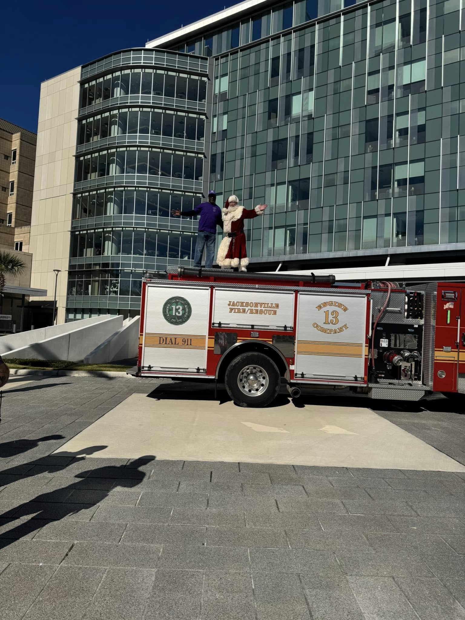 Santa on a firetruck